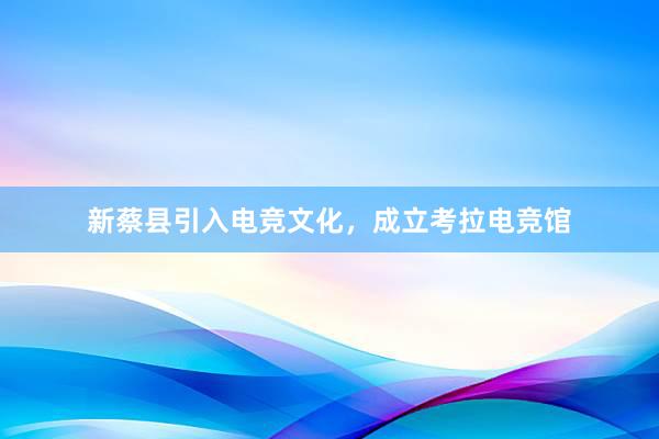 新蔡县引入电竞文化，成立考拉电竞馆